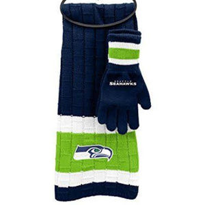 SEATTLE SEAHAWKS KNIT SCARF AND GLOVES SET NEW